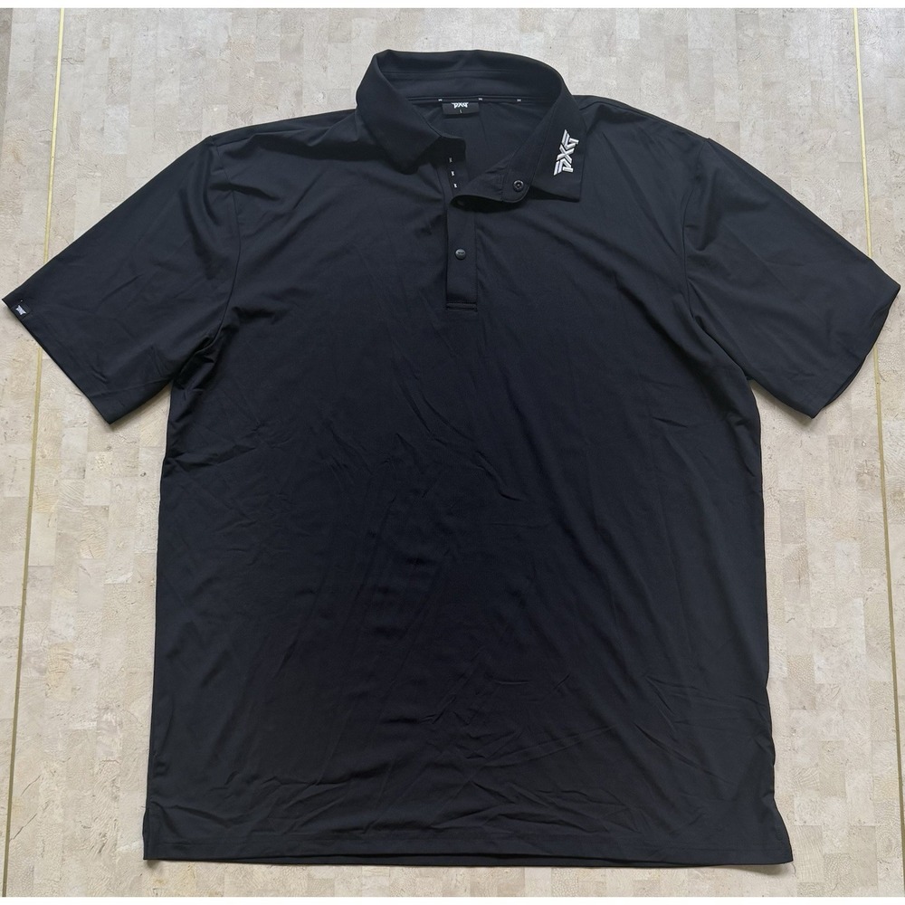 PXG Mens Polo Shirt Black Signature Golf Performance Short Sleeve Sports Mens L
